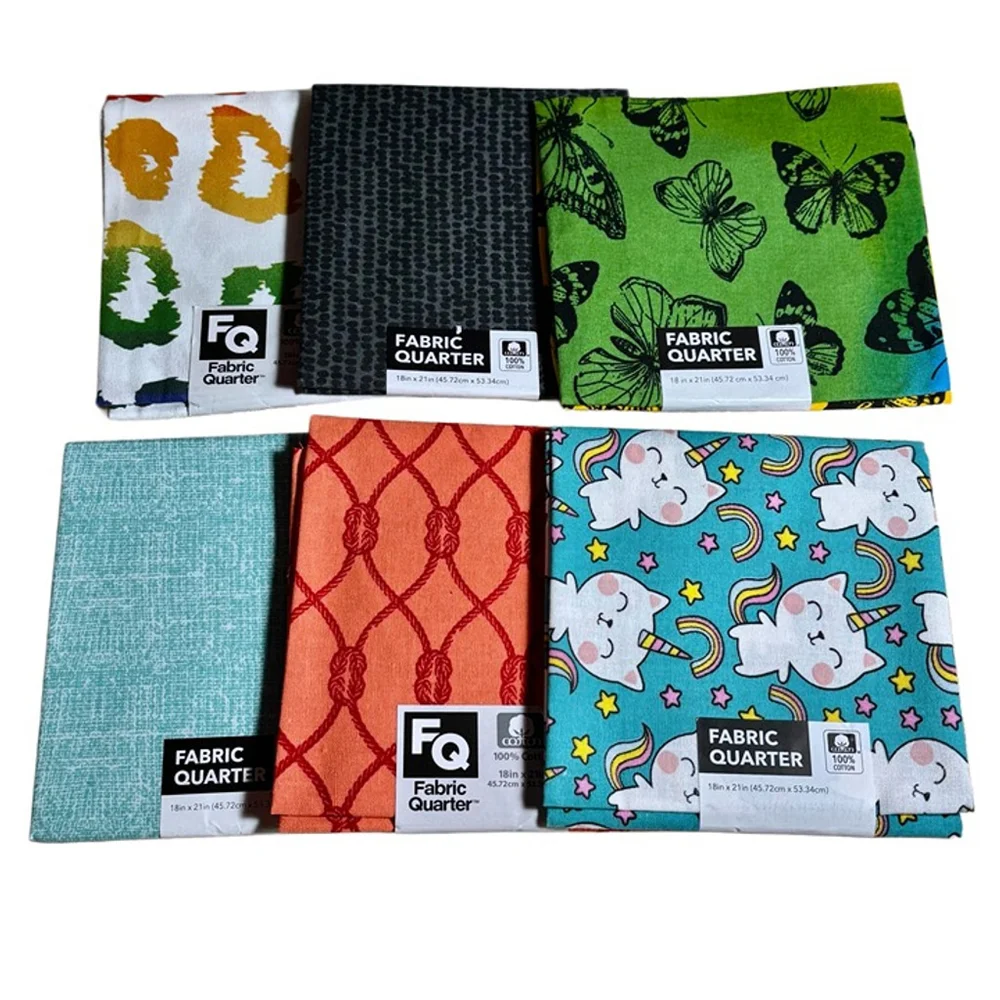 Fabric Quarter Bundle – 6 Pack, 100% Cotton, Assorted Prints (15.75 Sq Feet)